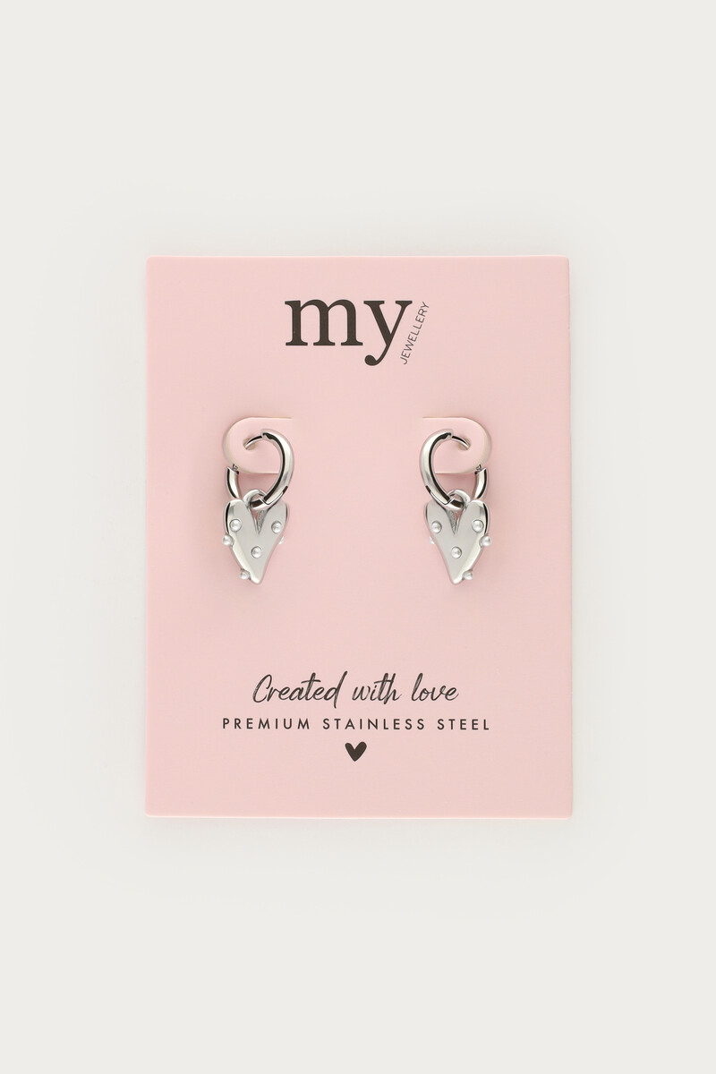 Small hoop earrings with heart & faux pearls | My Jewellery