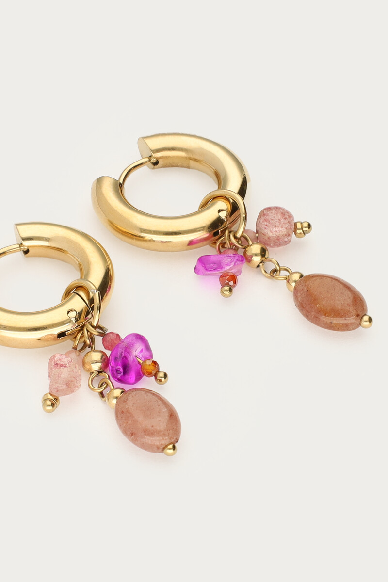 Small earrings with pink & brown stones | My Jewellery