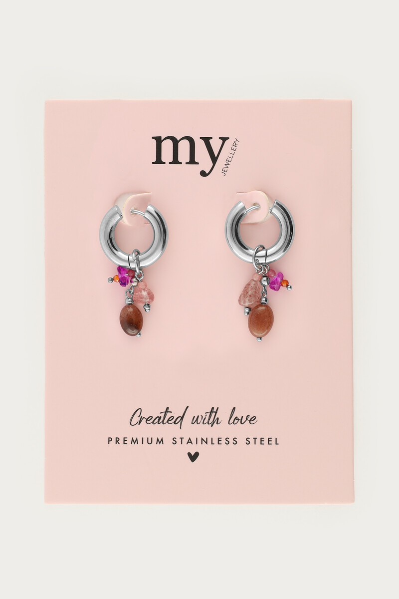 Small earrings with pink & brown stones | My Jewellery