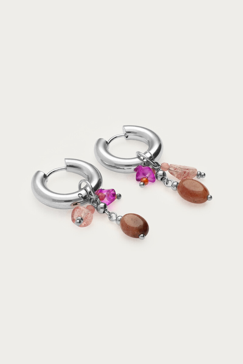 Small earrings with pink & brown stones | My Jewellery