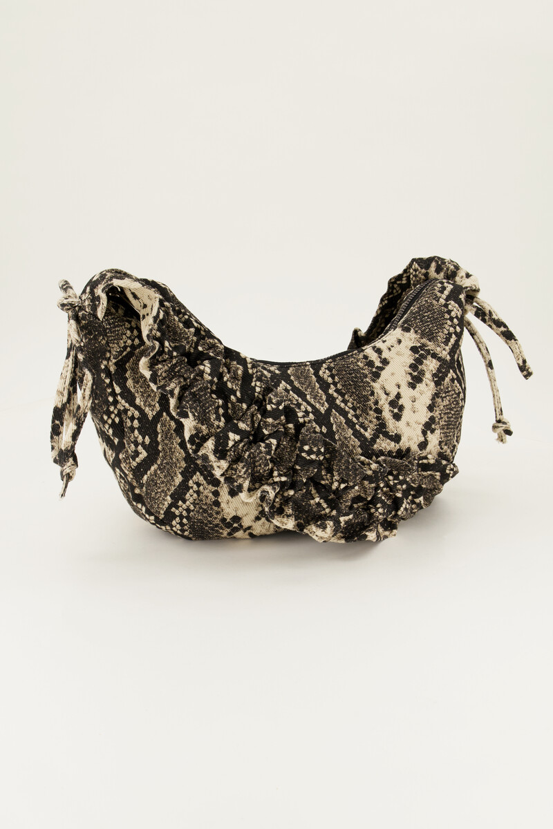 Snake print crossbody bag with ruffles | My Jewellery