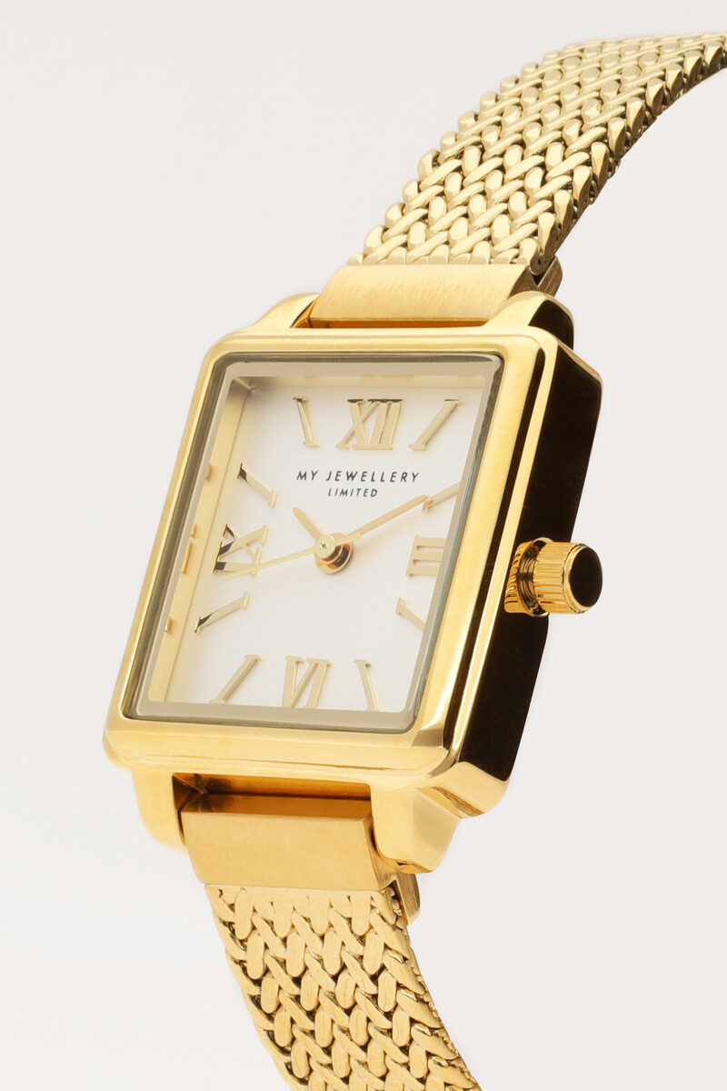 Square watch with braided chain strap | My Jewellery