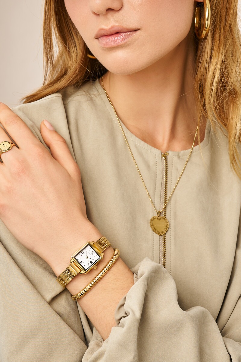 Square watch with braided chain strap | My Jewellery