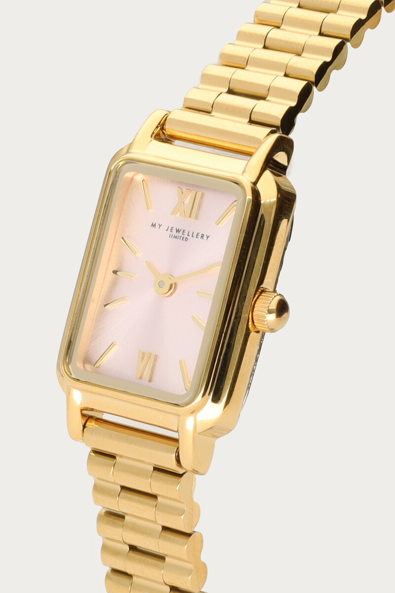 Square watch with light pink dial | My Jewellery