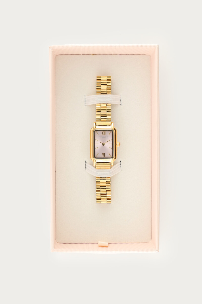 Square watch with light pink dial | My Jewellery