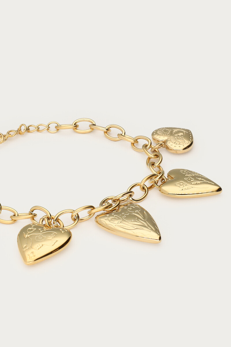 Statement chain bracelet with 5 hearts | My Jewellery