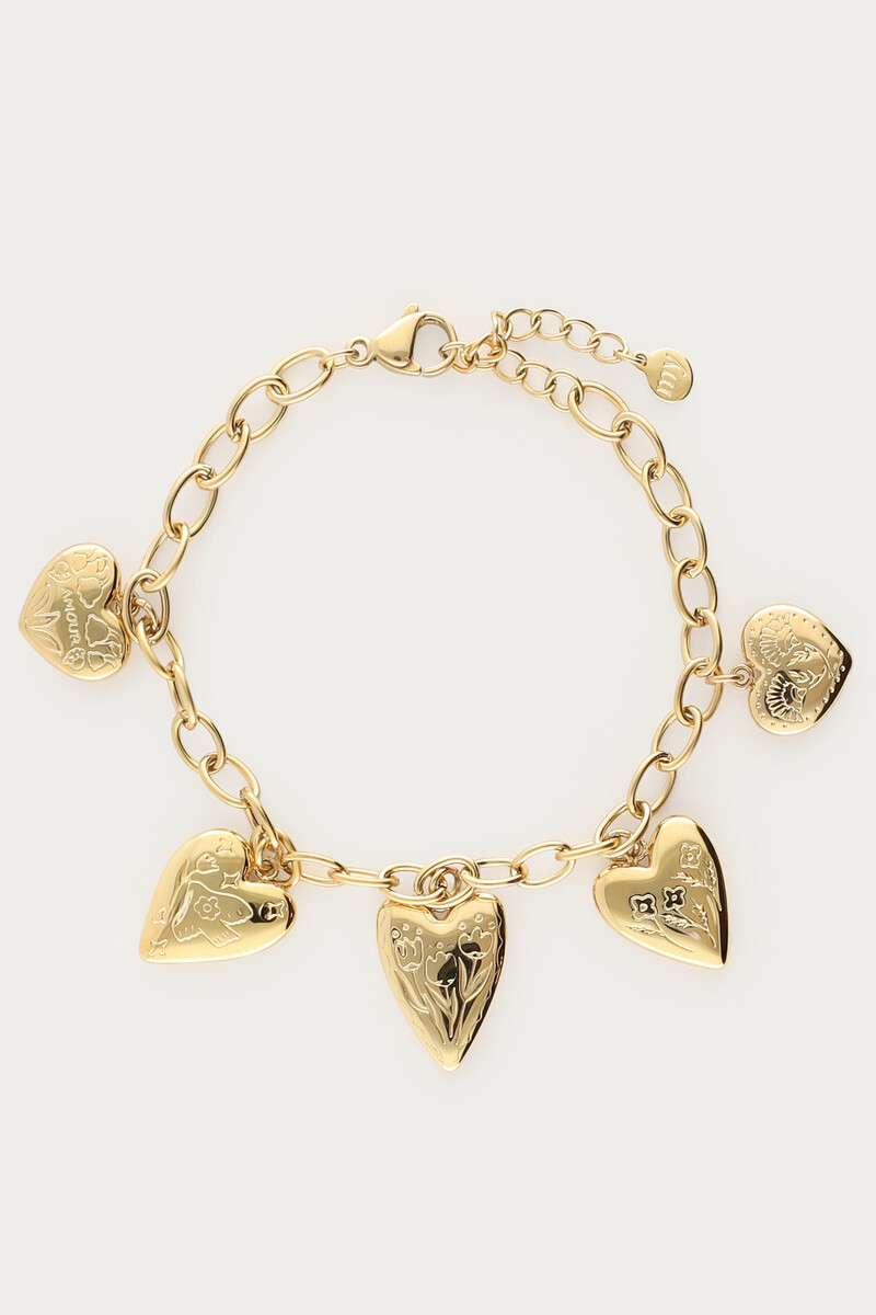 Statement chain bracelet with 5 hearts | My Jewellery