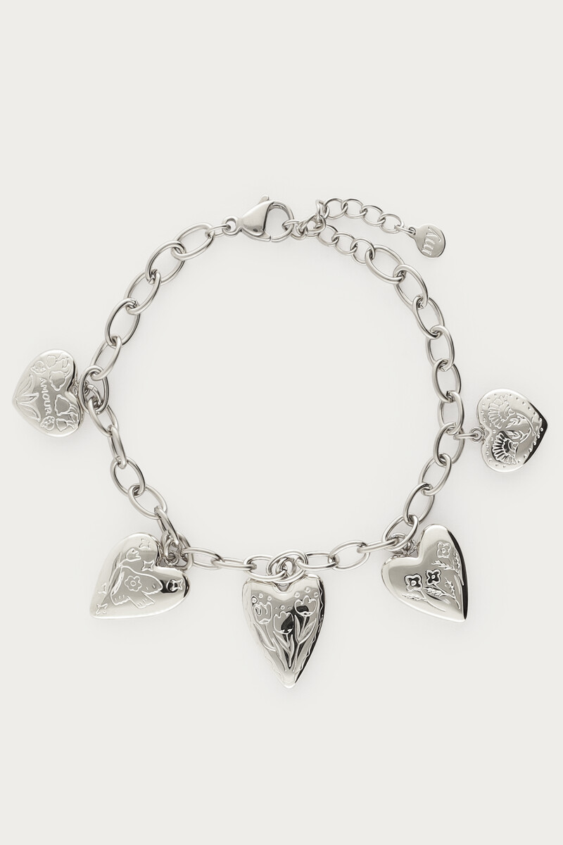 Statement chain bracelet with 5 hearts | My Jewellery