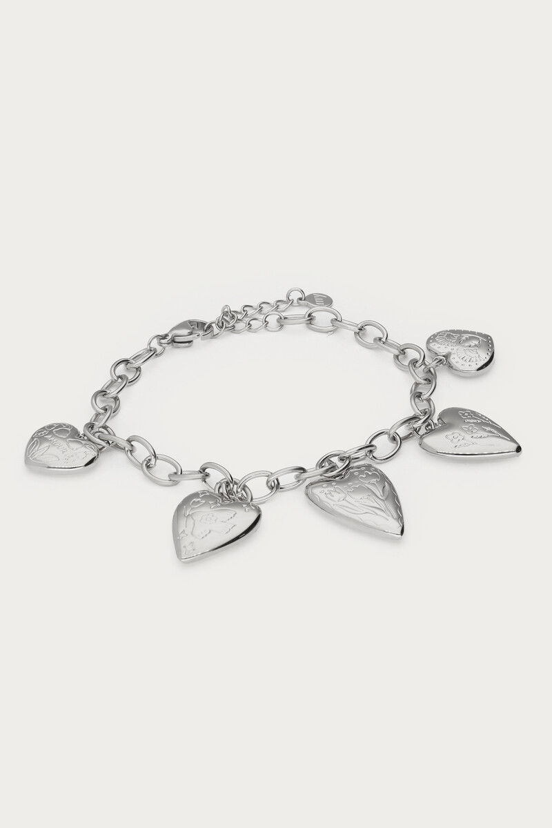 Statement chain bracelet with 5 hearts | My Jewellery