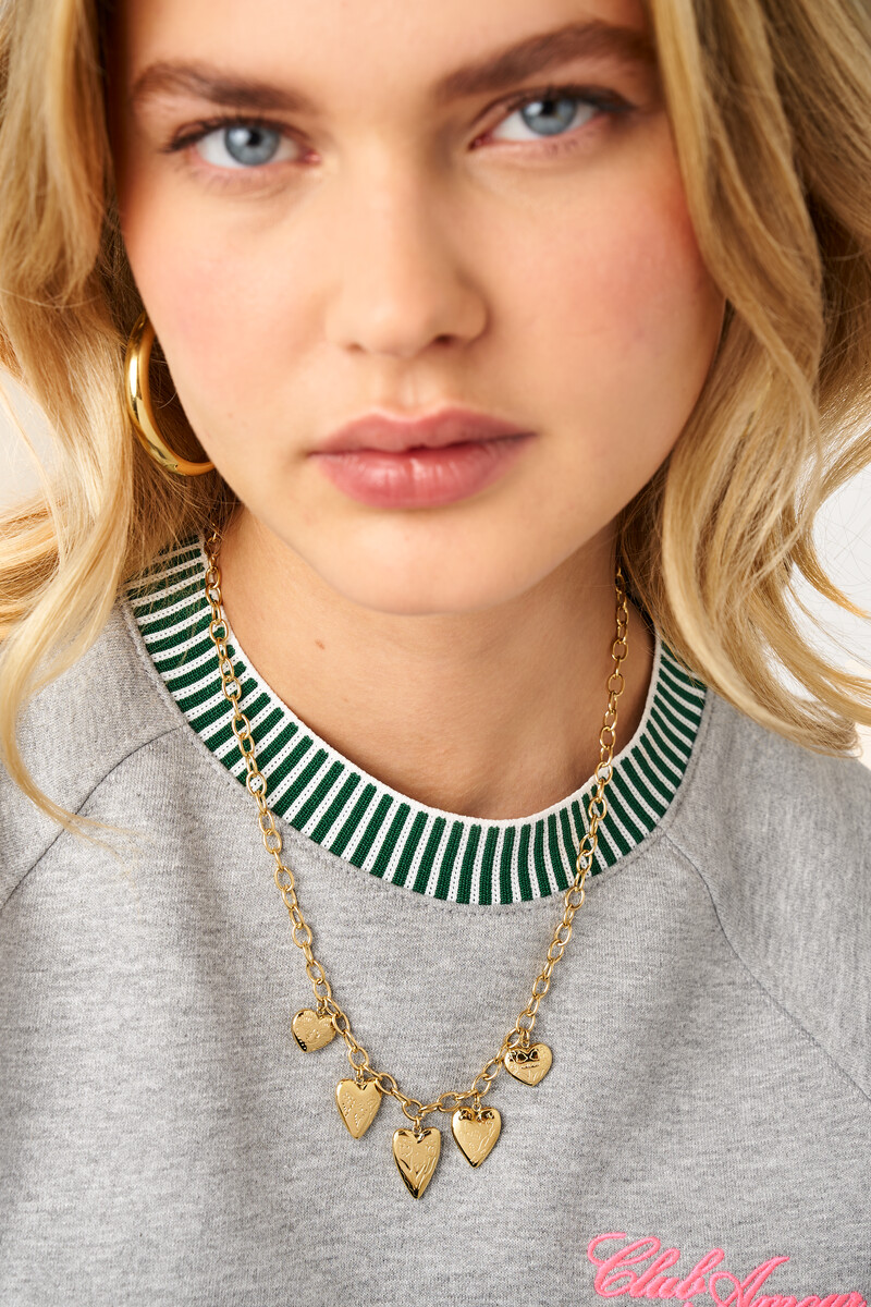 Statement chain necklace with 5 hearts | My Jewellery