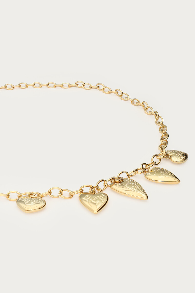 Statement chain necklace with 5 hearts | My Jewellery