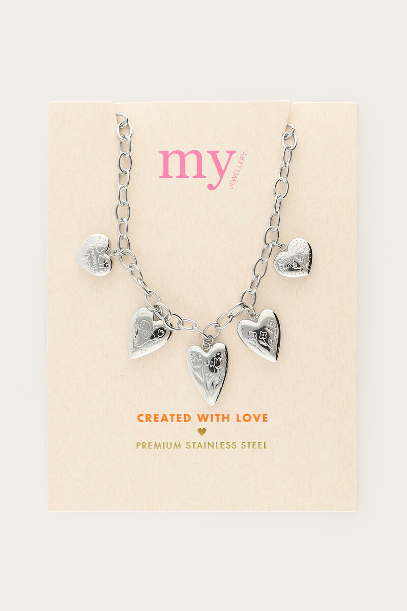 Statement chain necklace with 5 hearts | My Jewellery