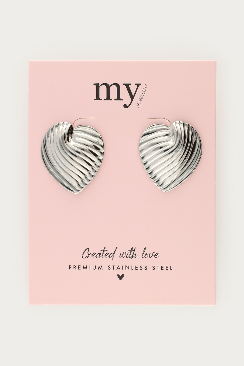 Statement earrings striped heart | My Jewellery