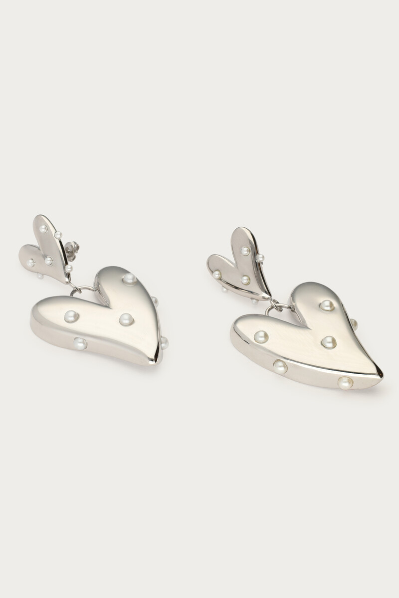 Statement earrings with heart and imitation pearls | My Jewellery