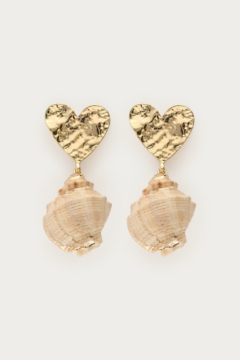Statement oorhanger met hart & schelp detail