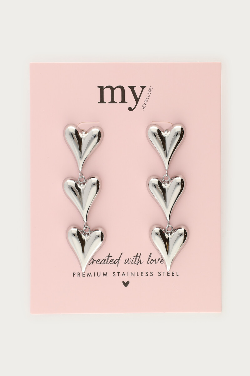 Statement earrings three hearts | My Jewellery