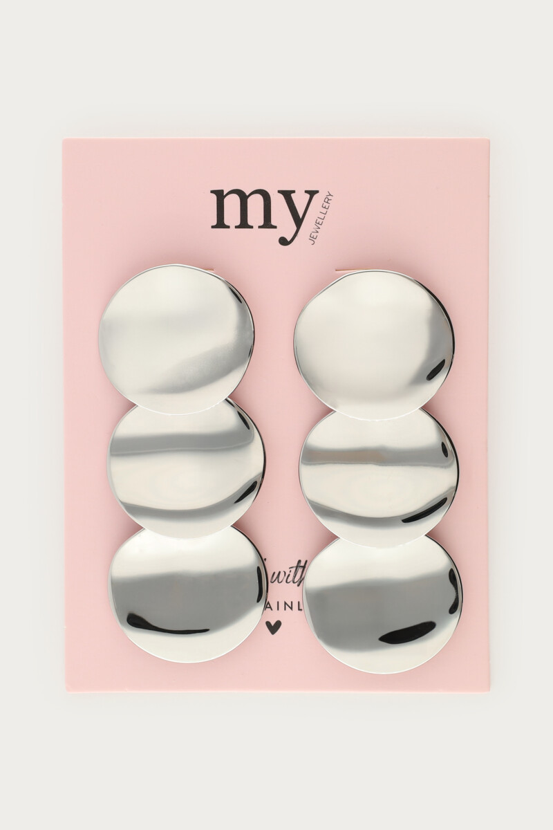 Statement earrings three round buttons | My Jewellery