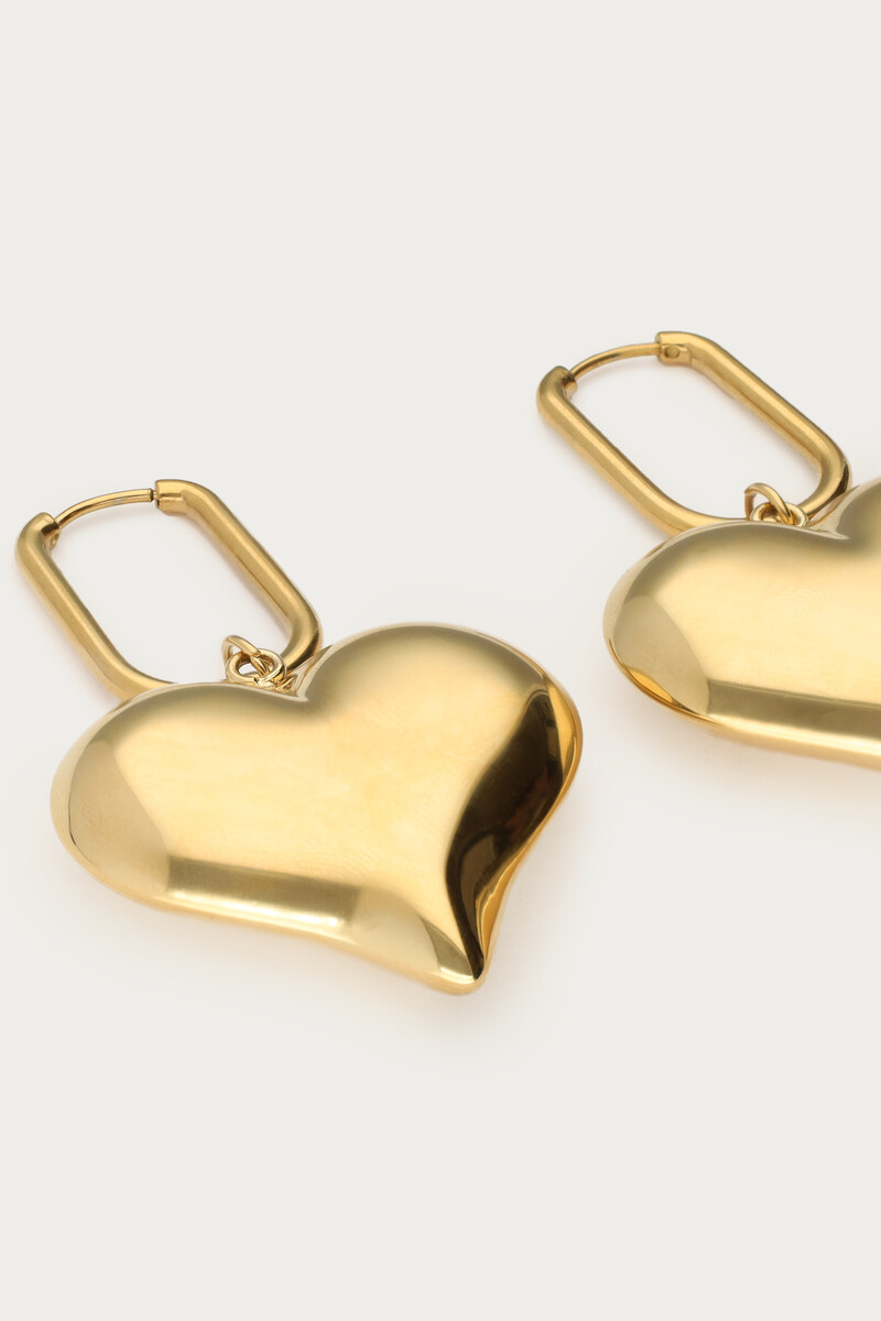 Statement earrings rectangular with heart shaped charm | My Jewellery