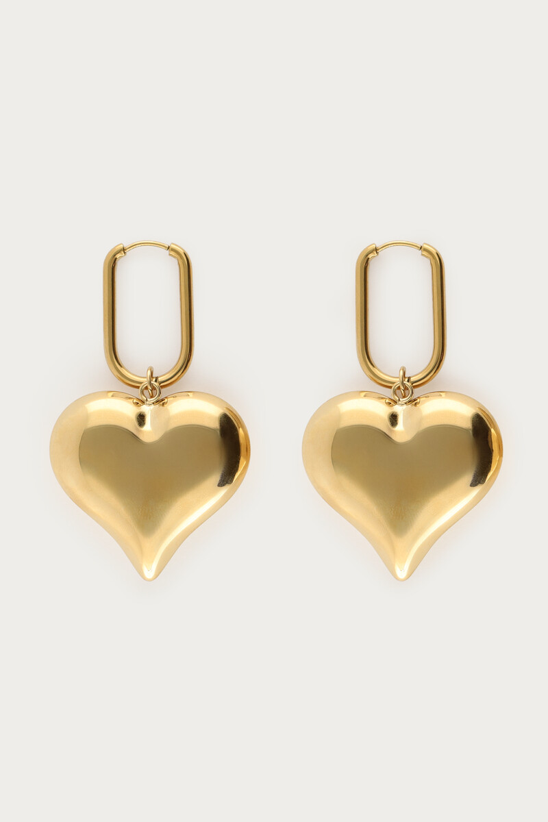 Statement earrings rectangular with heart shaped charm | My Jewellery