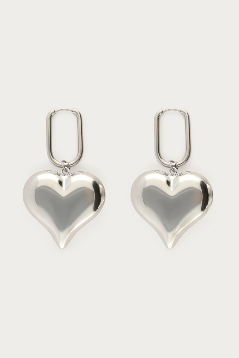 Statement earrings rectangular with heart shaped charm | My Jewellery