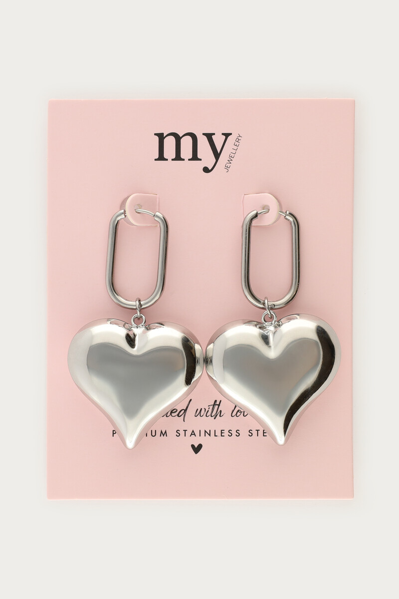 Statement earrings rectangular with heart shaped charm | My Jewellery