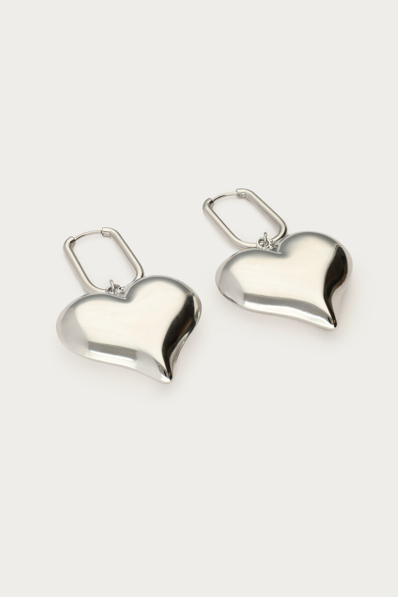 Statement earrings rectangular with heart shaped charm | My Jewellery