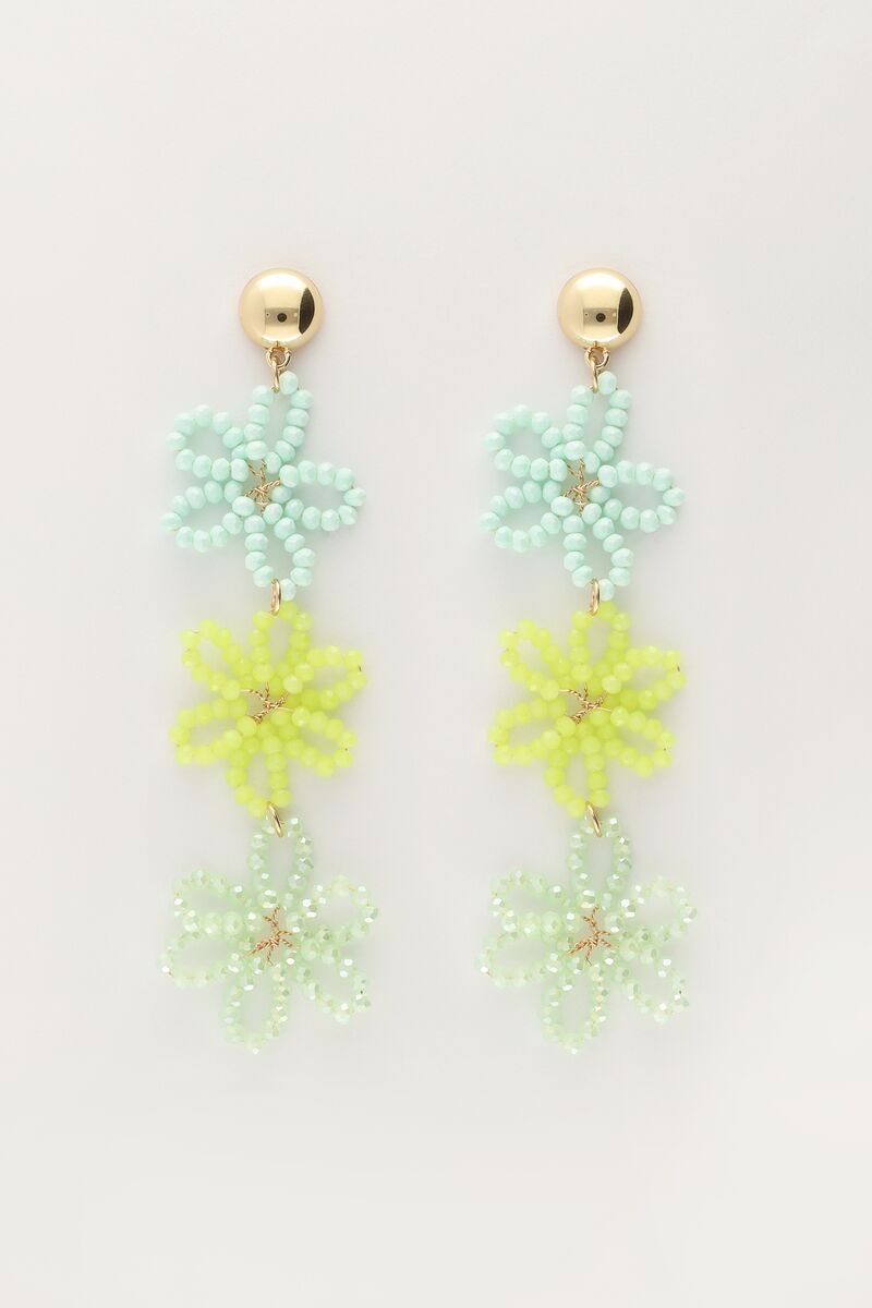 Statement-Ohrringe mit 3 grünen Blüten