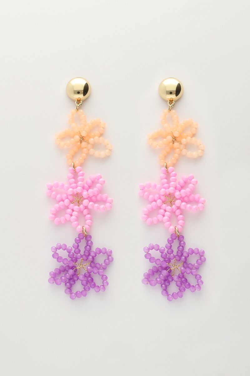 Statement-Ohrringe mit 3 bunten Blüten