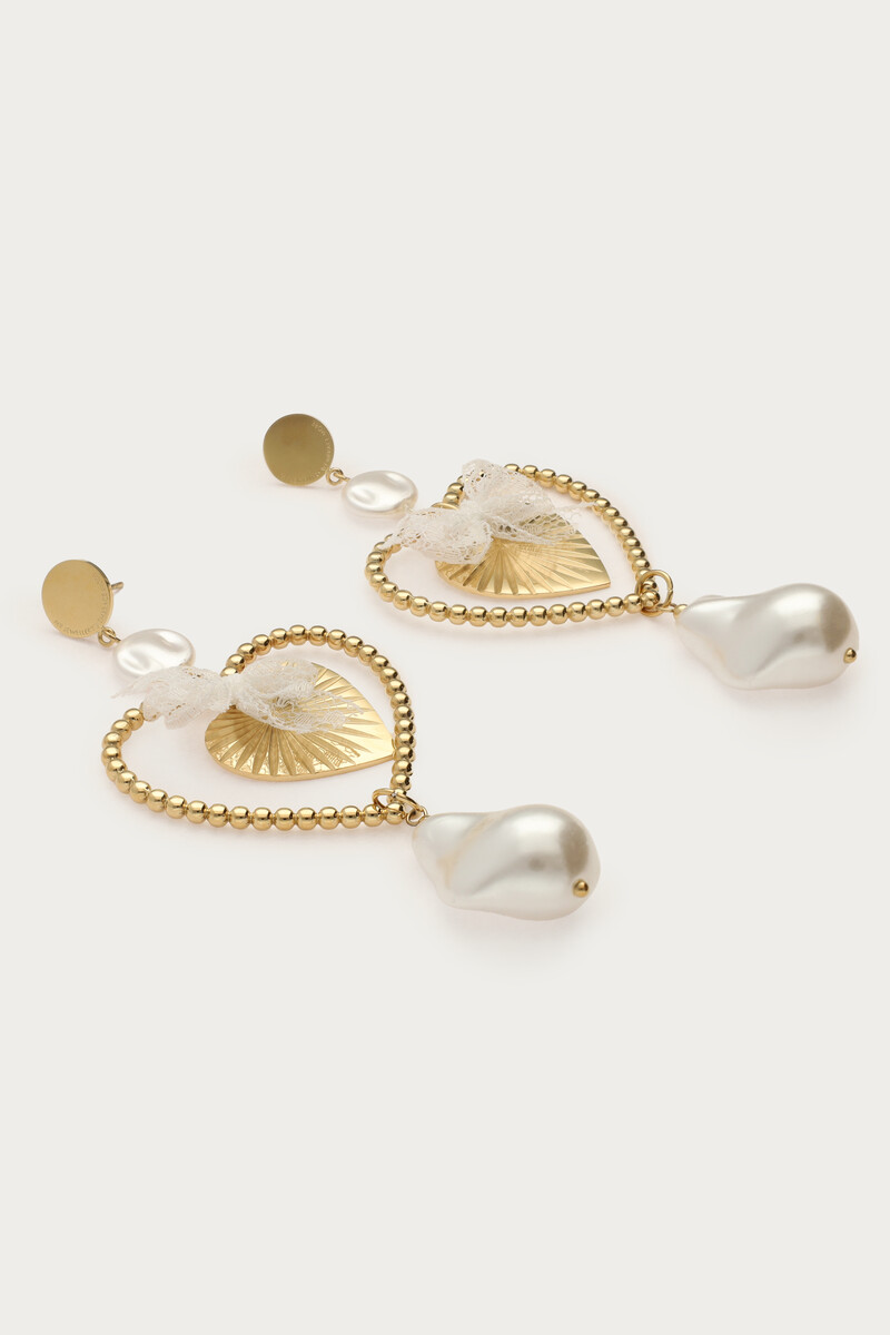 Statement heart earrings with imitation pearls | My Jewellery