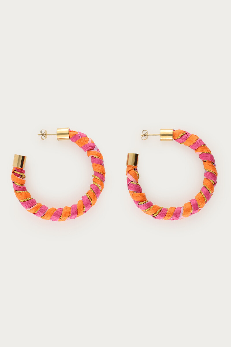 Créoles maxi tressées orange et rose
