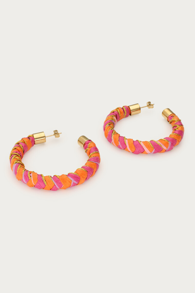 Statement hoop earrings braided orange & pink | My Jewellery