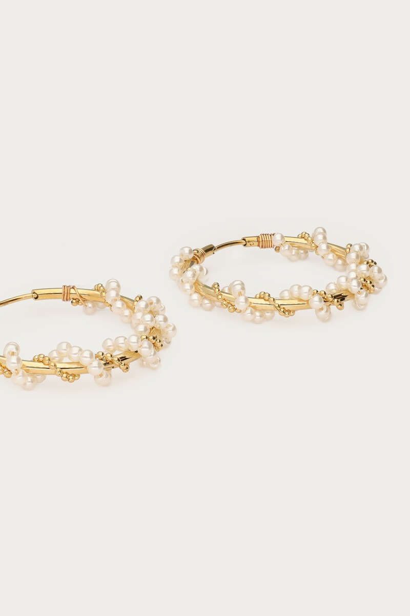 Statement hoop earrings with faux pearl swirl | My Jewellery