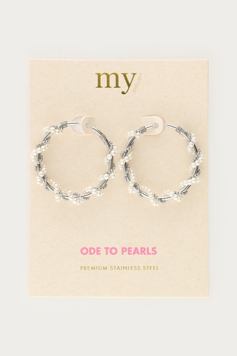 Statement hoop earrings with faux pearl swirl | My Jewellery