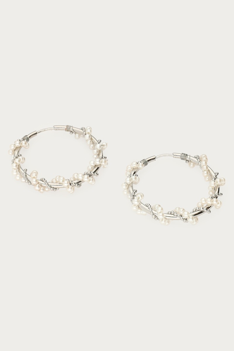 Statement hoop earrings with faux pearl swirl | My Jewellery