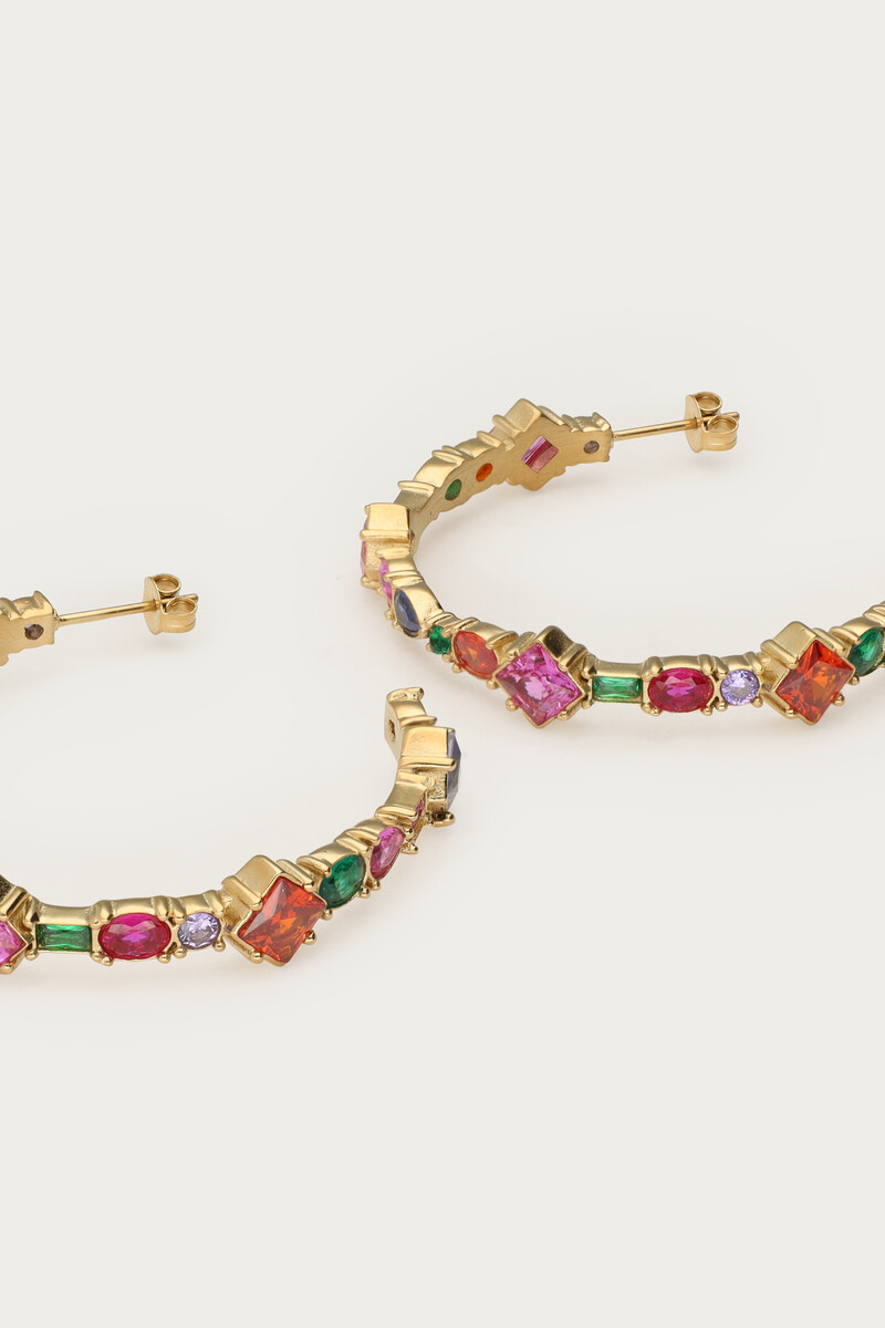 Statement hoop earrings with multicoloured stones | My Jewellery