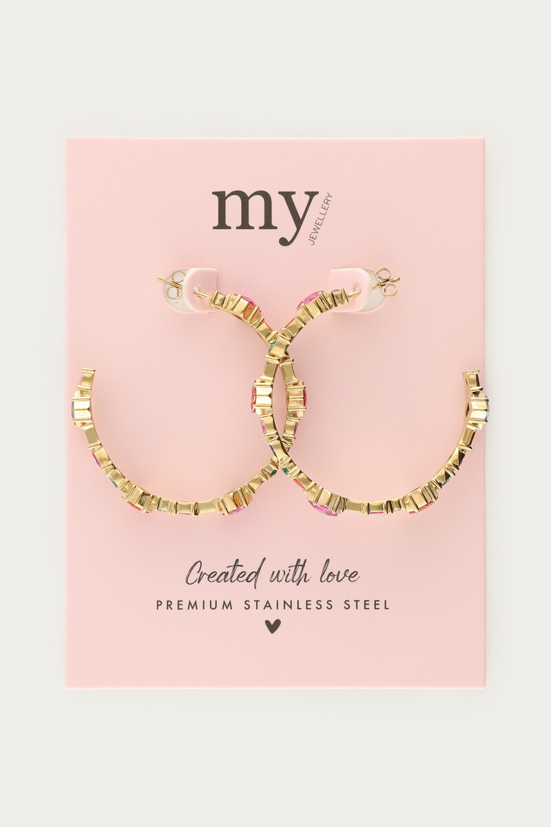 Statement hoop earrings with multicoloured stones | My Jewellery