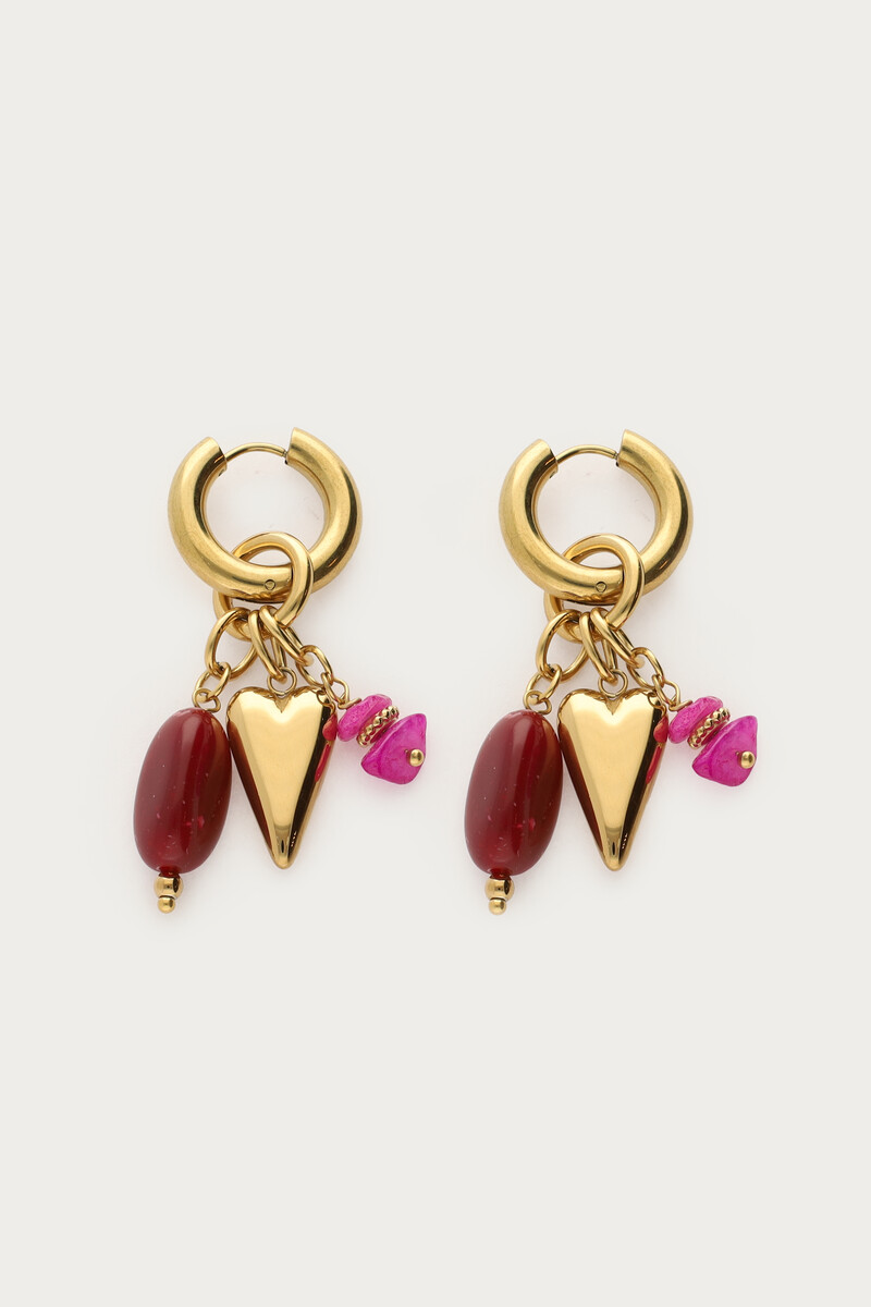 Statement hoop earrings with red pink beads | My Jewellery