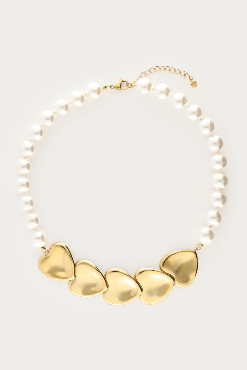 Statement necklace with faux pearls and hearts | My Jewellery
