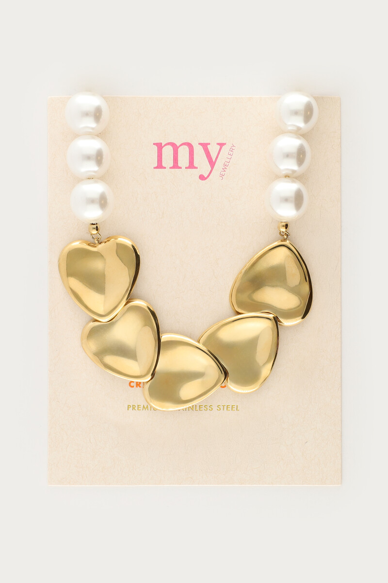 Statement necklace with faux pearls and hearts | My Jewellery