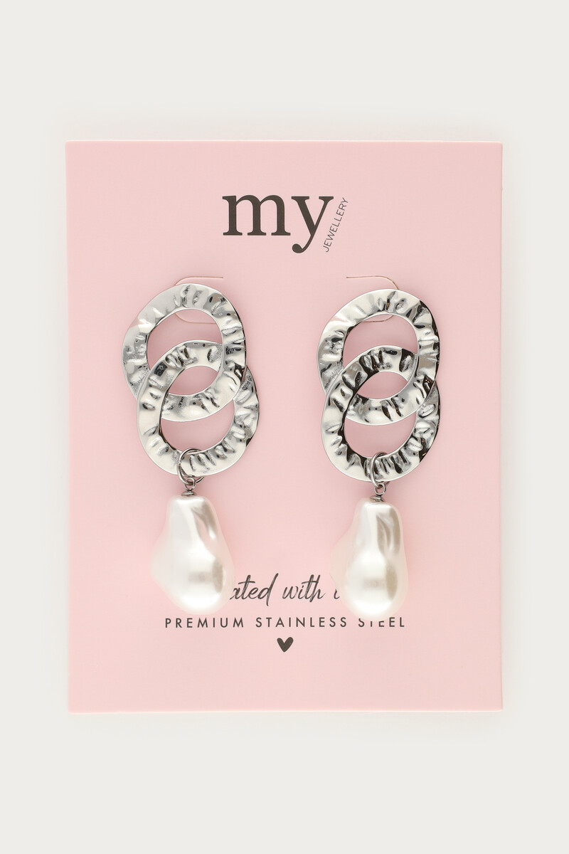 Statement oval earrings with imitation pearls | My Jewellery