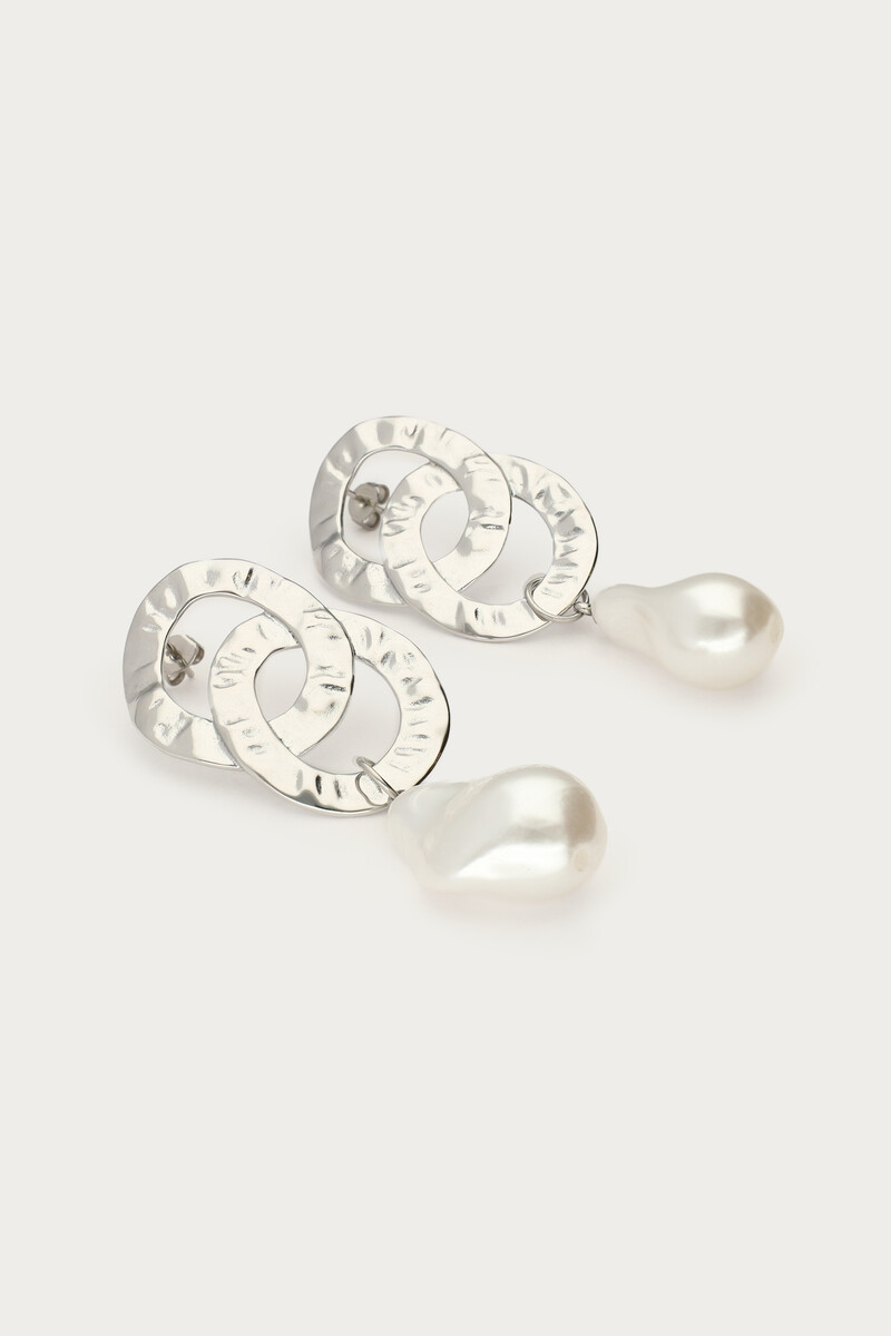 Statement oval earrings with imitation pearls | My Jewellery