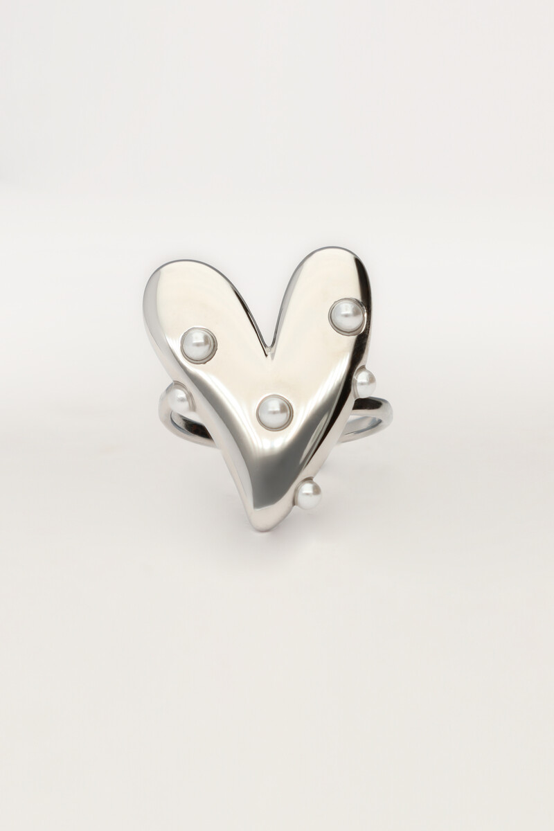 Statement ring with big heart and pearls | My Jewellery