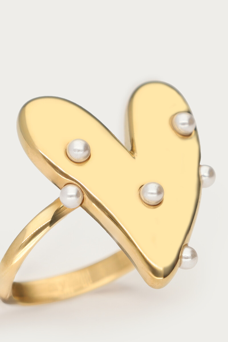 Statement ring with big heart and faux pearls | My Jewellery
