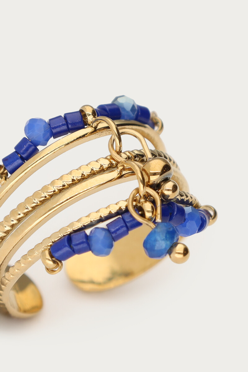 Statement ring with blue beads | My Jewellery