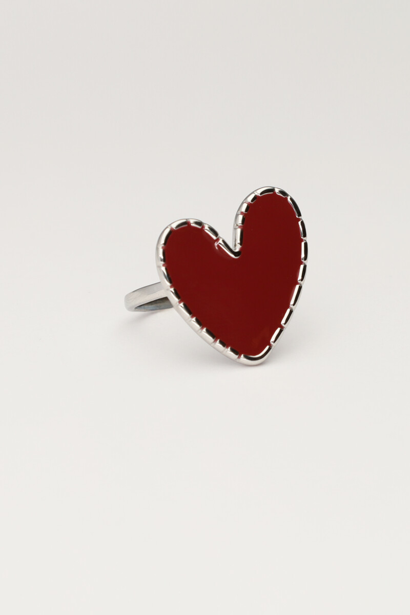 Statement ring with burgundy heart | My Jewellery