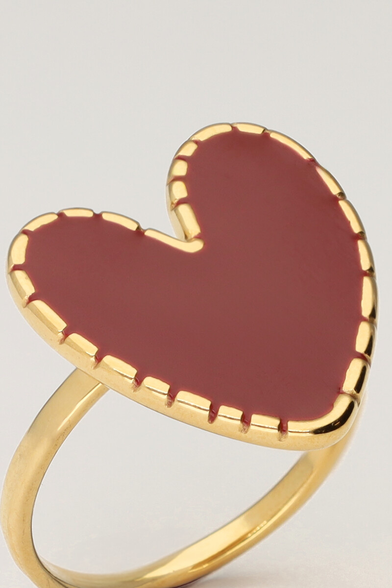 Statement ring with burgundy heart | My Jewellery