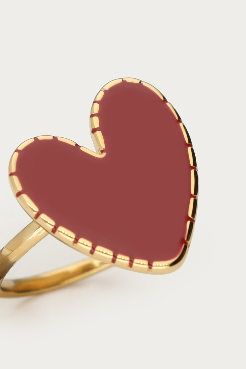 Statement ring with burgundy heart | My Jewellery