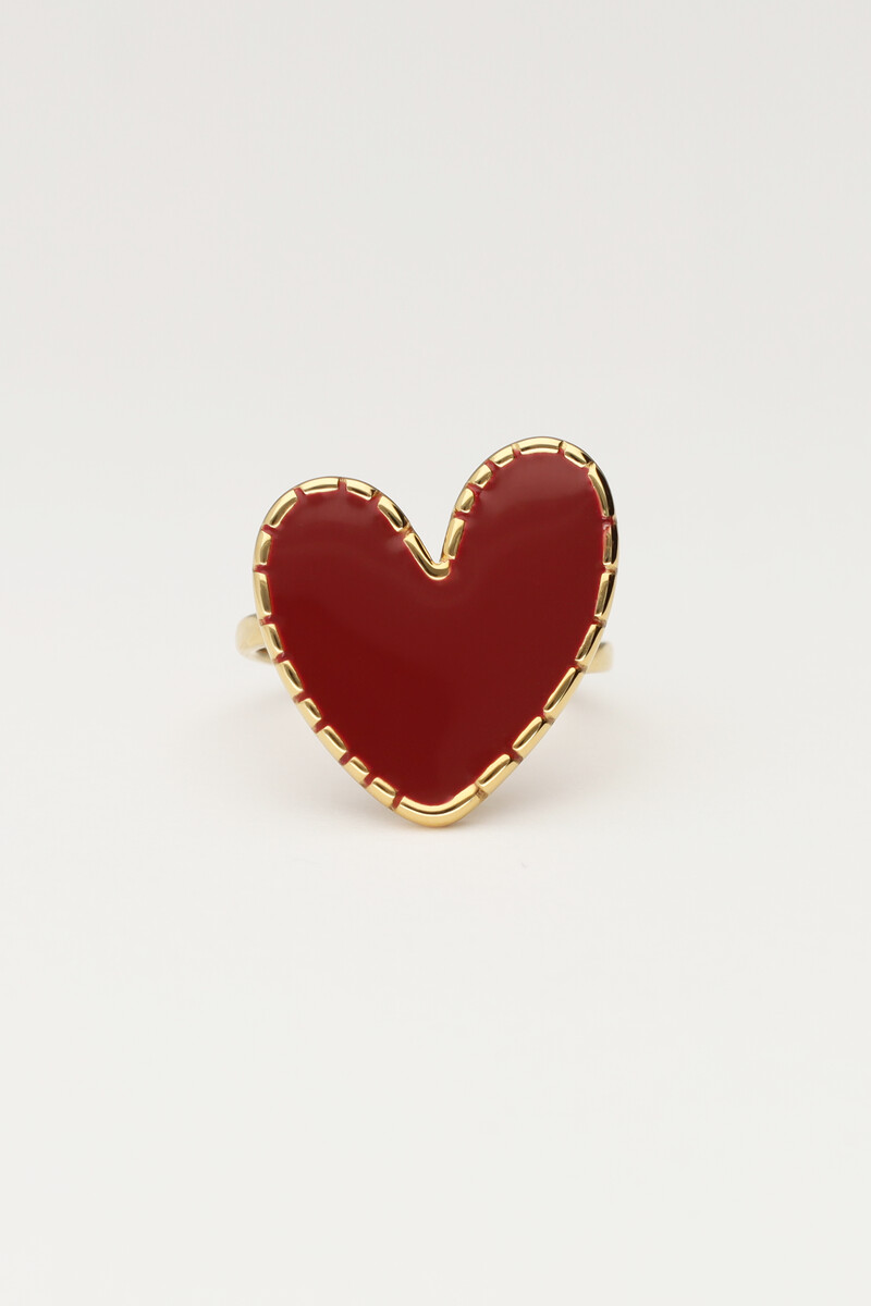 Bague avec cœur bordeaux