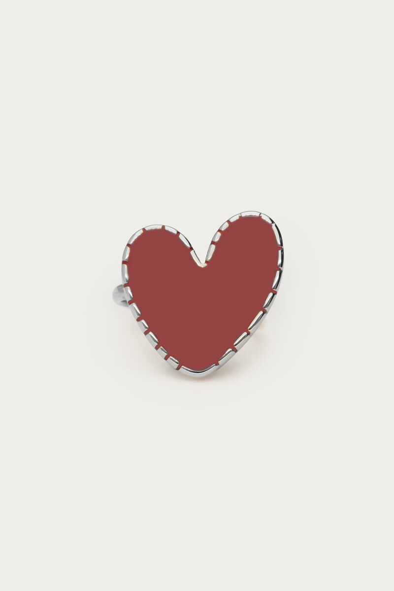 Statement ring met burgundy hartje