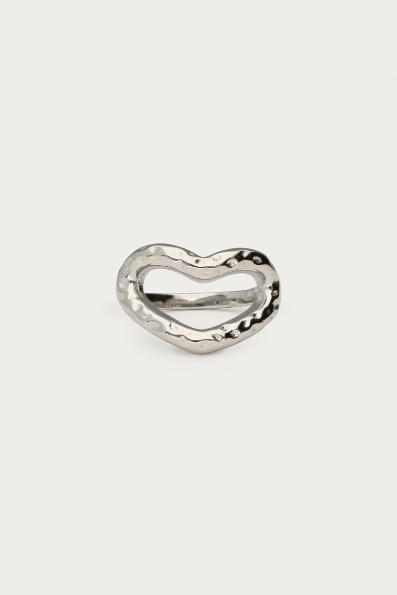 Bold statement ring met open hart & structuur